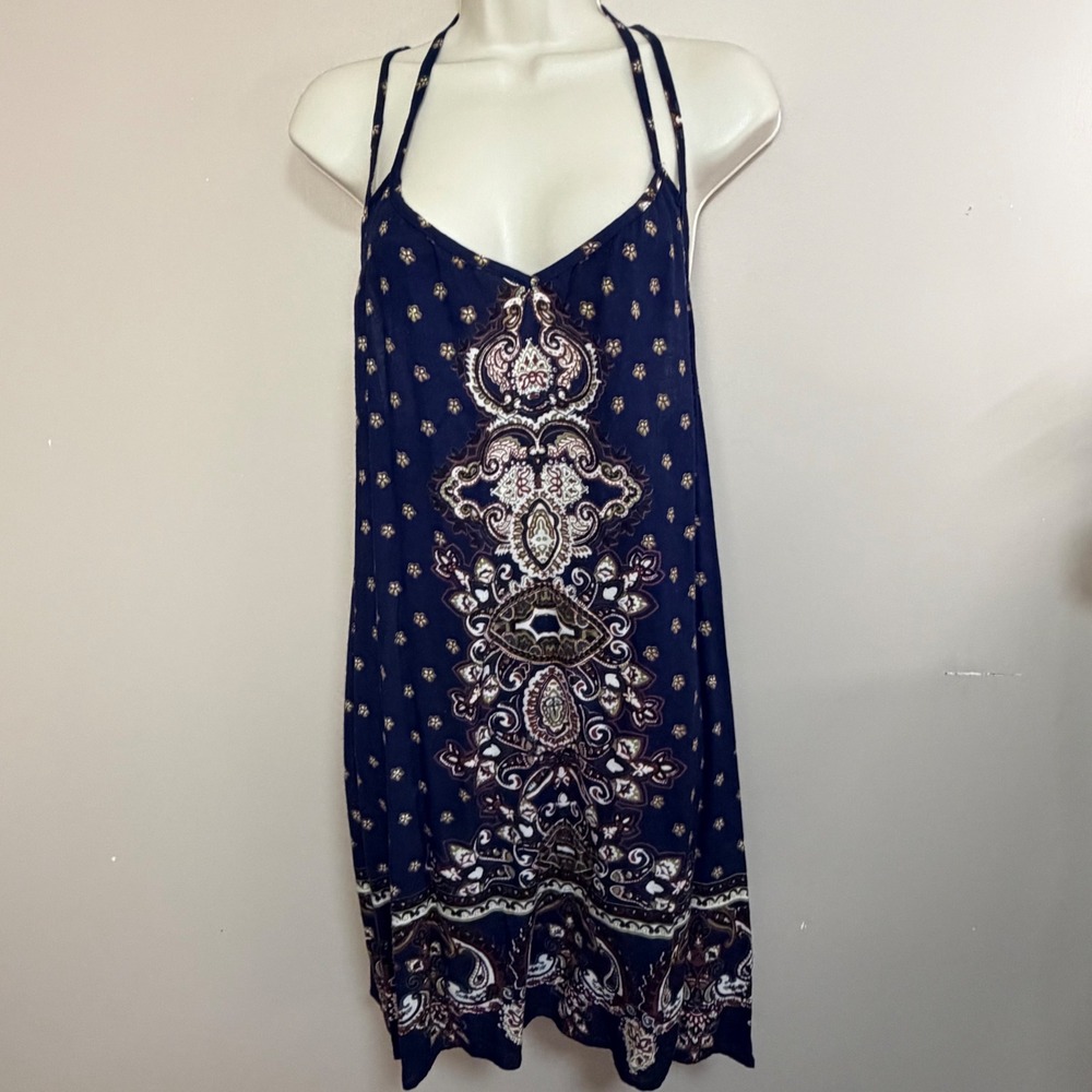 Angie Navy Blue Paisley Mini Dress